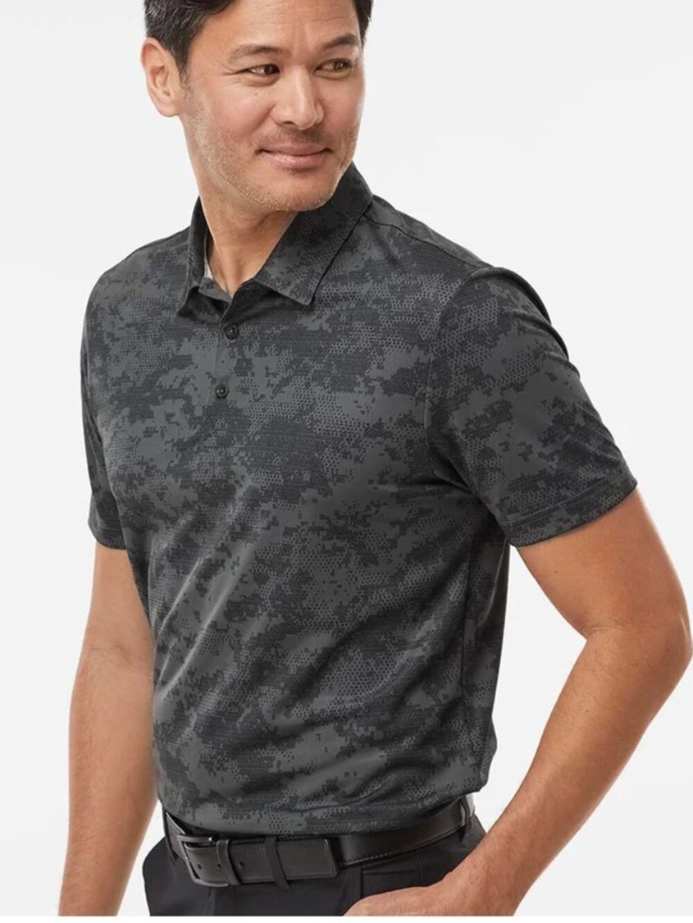 Adidas Men's Camo Moisture Wicking Polo Shirt - Dark Grey Size 3XL (New)